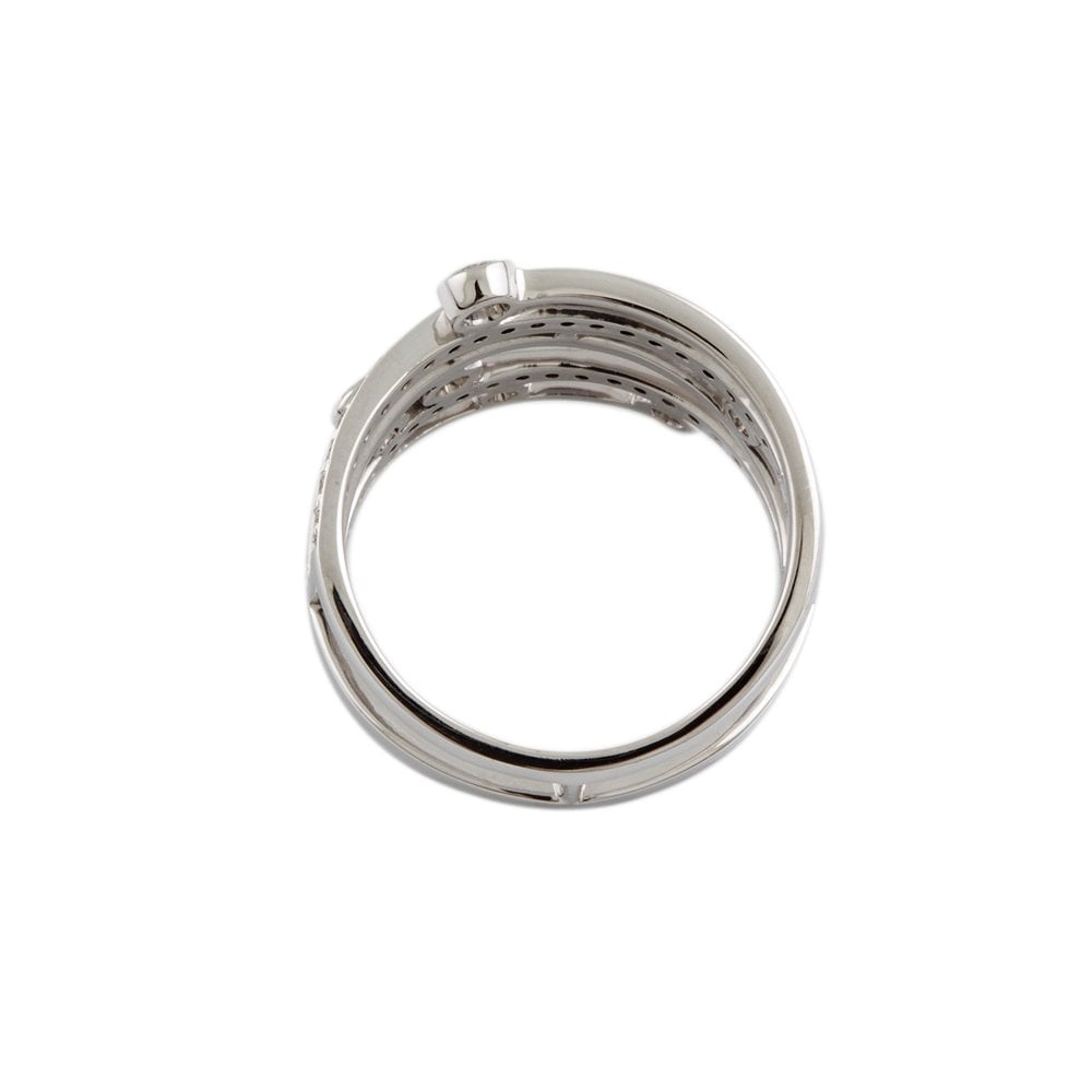 White Gold Round Cut Diamond Studded Bubble Ring 0.65ct