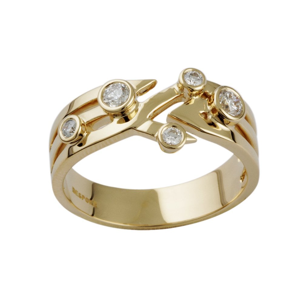 Yellow Gold Five Stone 0.31ct Round Brilliant Cut Diamond Bubble Ring