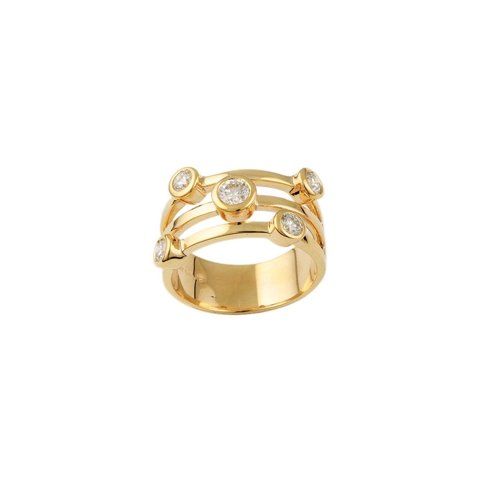 Yellow Gold Five Stone 0.60ct Round Brilliant Cut Diamond Bubble Ring