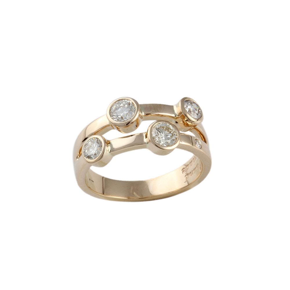Yellow Gold Five Stone 0.56ct Round Brilliant Cut Diamond Bubble Ring