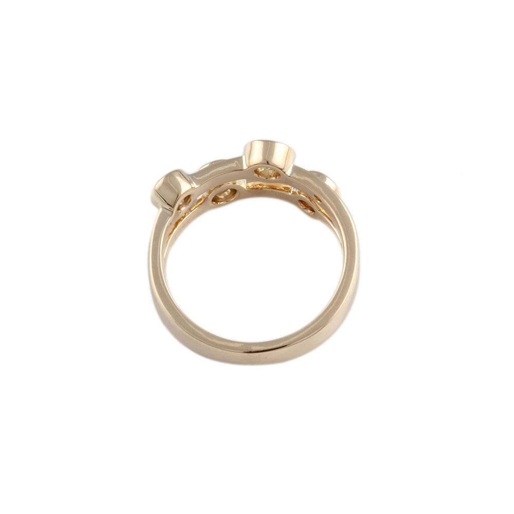 Yellow Gold Five Stone 0.56ct Round Brilliant Cut Diamond Bubble Ring