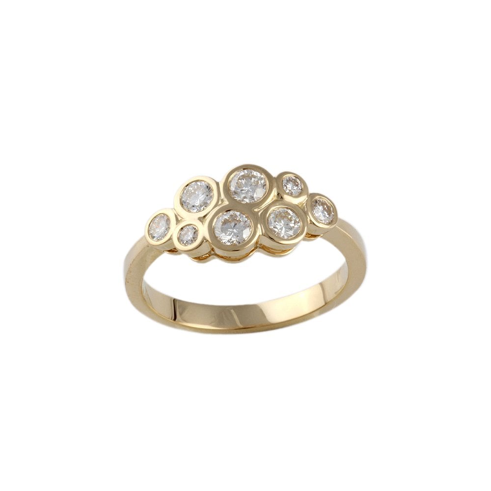 Yellow Gold Eight Stone 0.73ct Round Brilliant Cut Diamond Bubble Ring