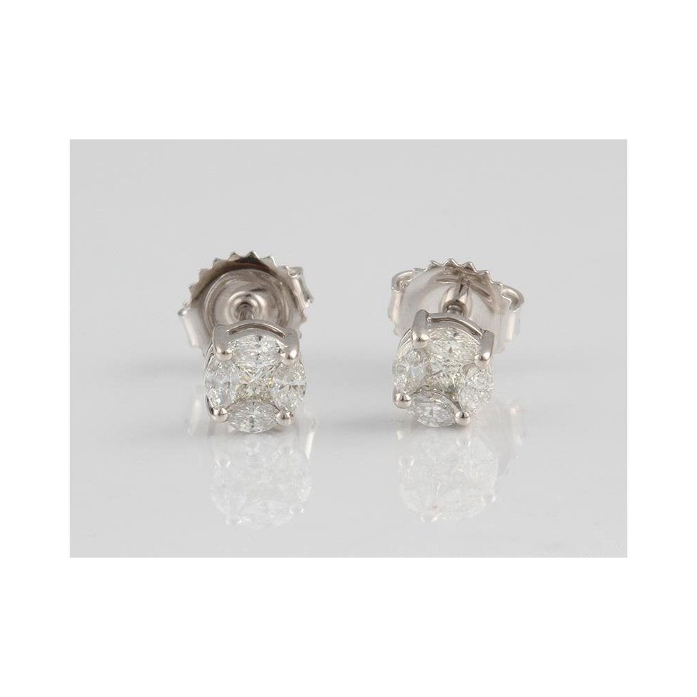 18ct White Gold Diamond Illusion Earrings 0.50ct