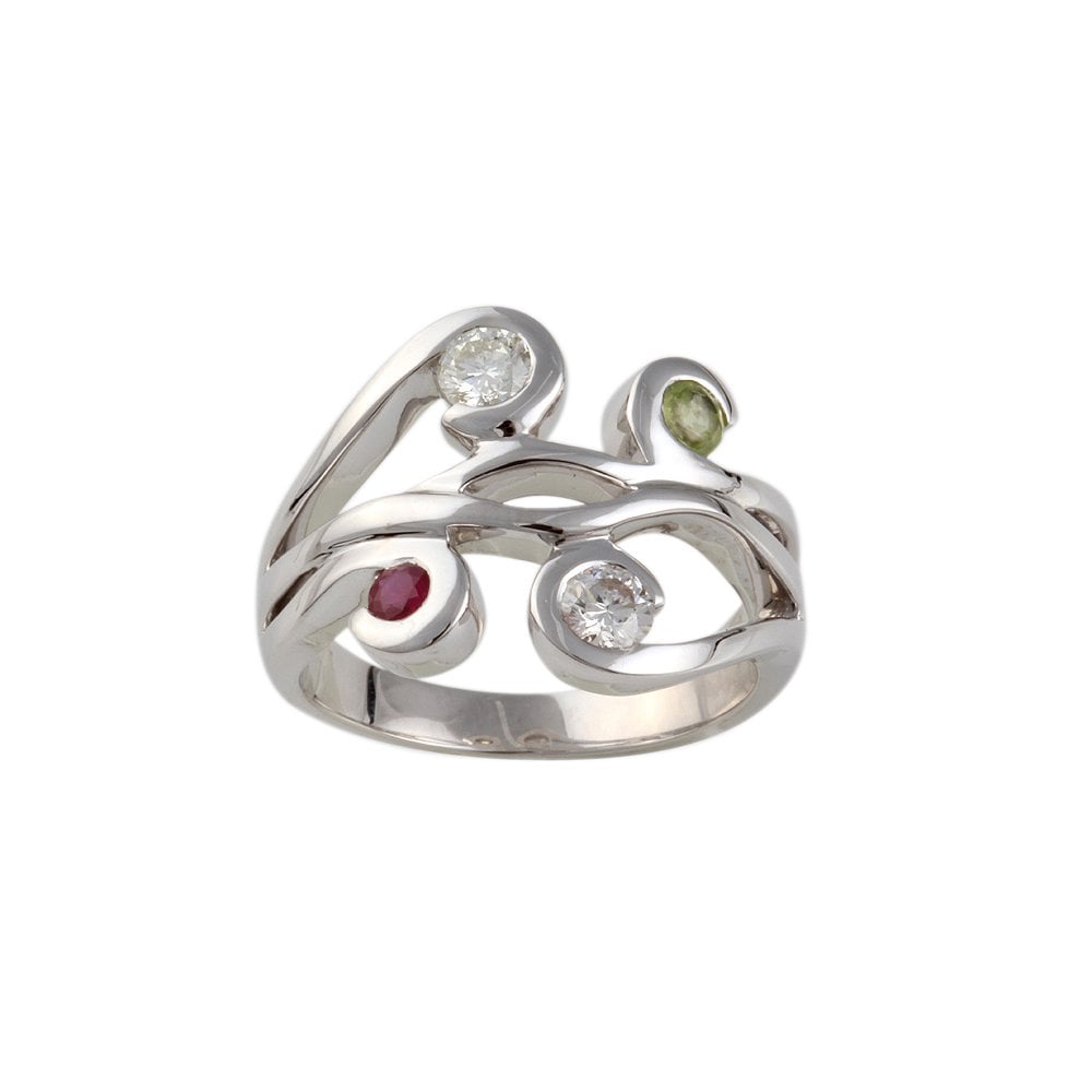 White Gold Four Multiple Stone Set Bubble Ring 0.62ct