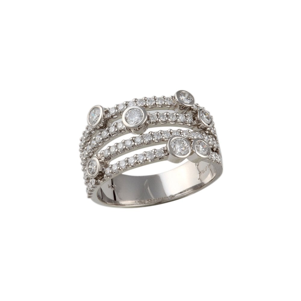 White Gold Round Brilliant Cut Diamond Bubble Ring 1.25ct