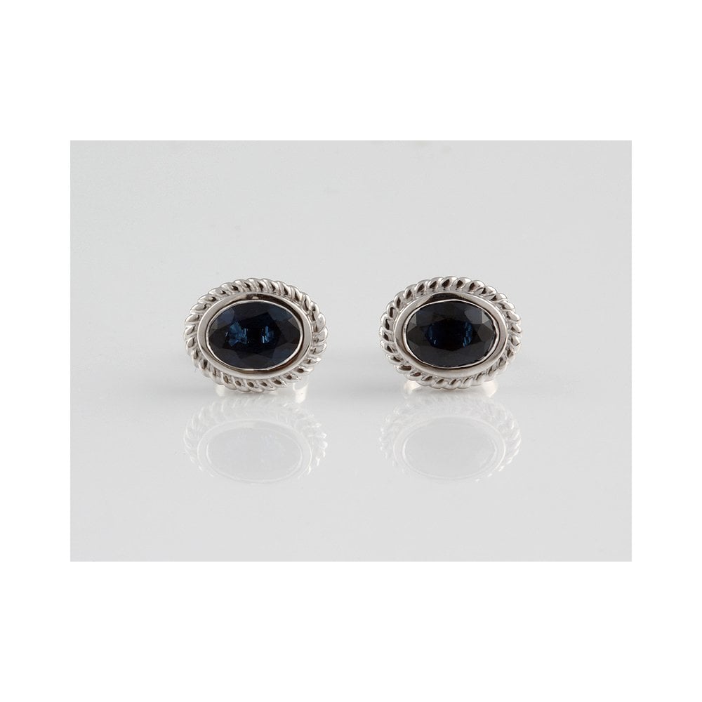 9ct White Gold Sapphire Stud Earrings 2.37ct