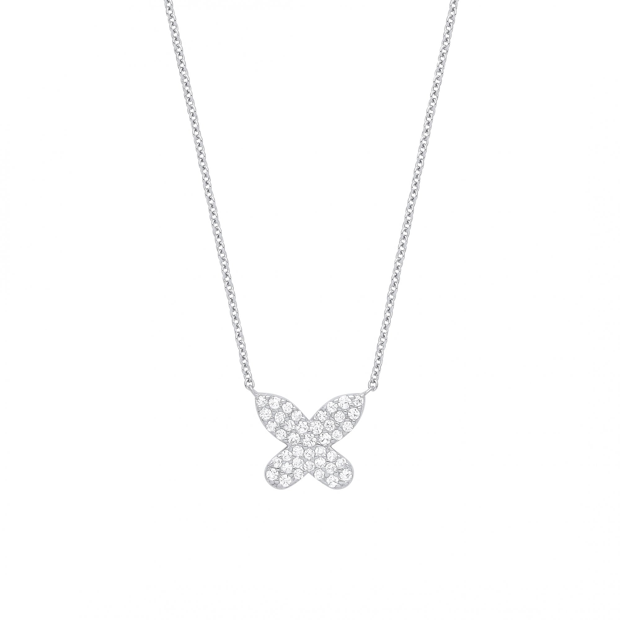 925 Sterling Silver CZ Butterfly Necklace