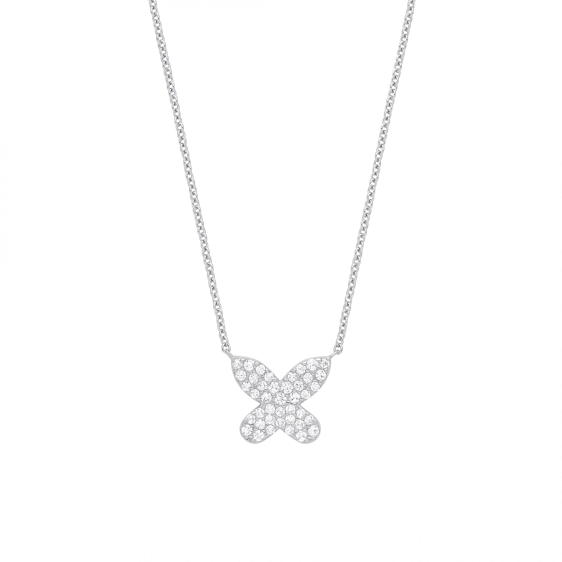 925 Sterling Silver CZ Butterfly Necklace