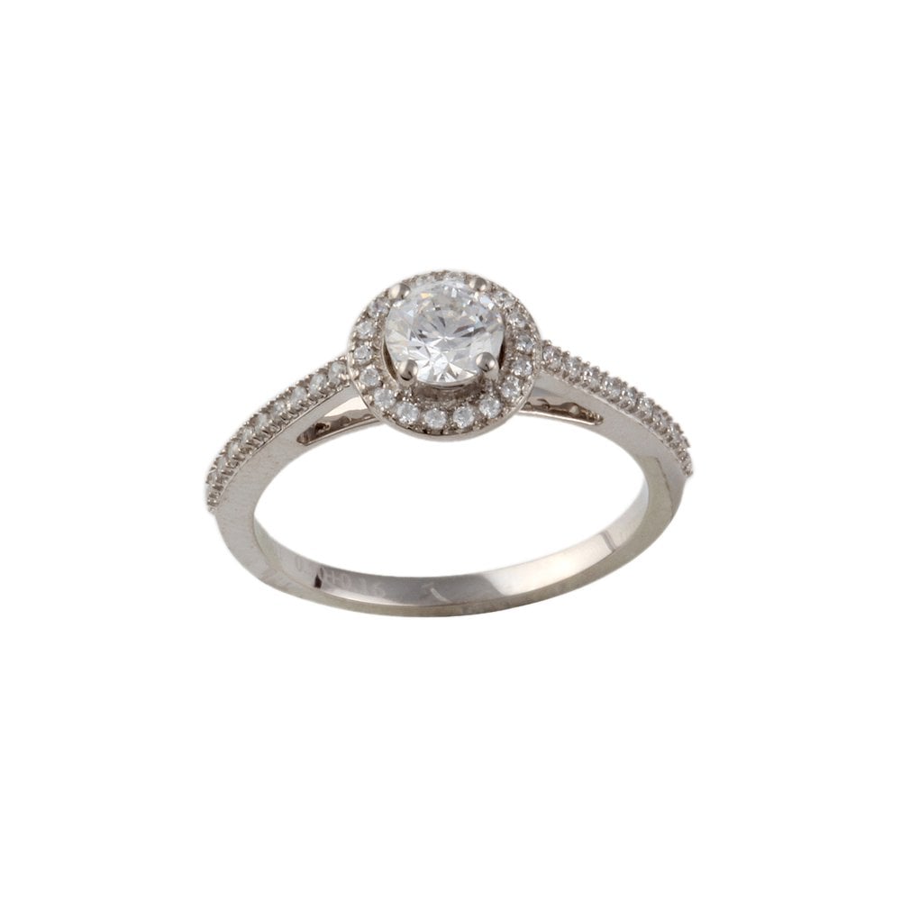 White Gold 0.62ct Micro Set Round Brilliant Diamond Cluster Wed Fit Style Ring