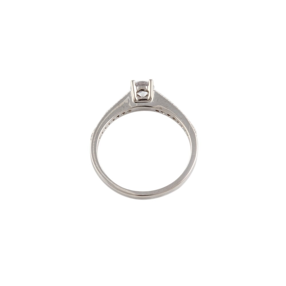 White Gold 0.39ct Micro Set Round Brilliant Diamond Wed Fit Style Ring