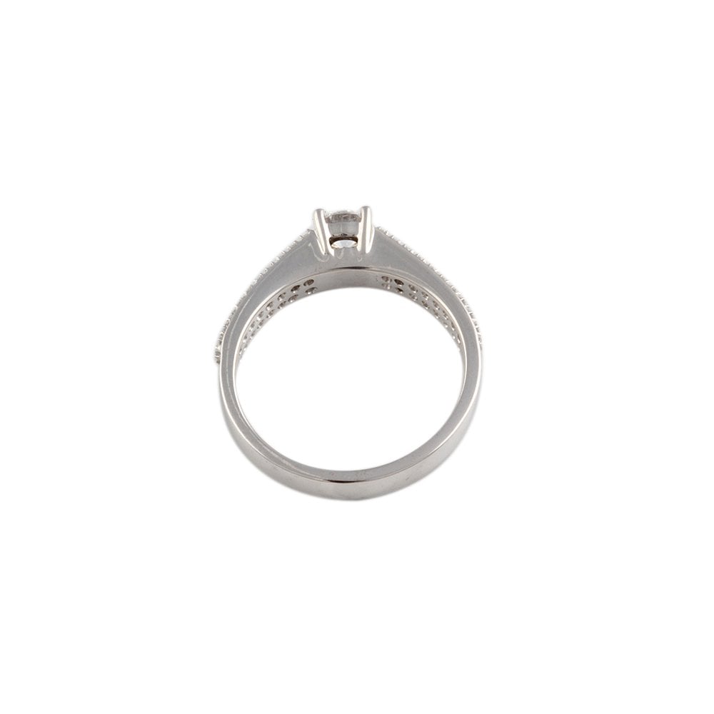White Gold 0.53ct Micro Set Round Brilliant Diamond Wed Fit Style Ring