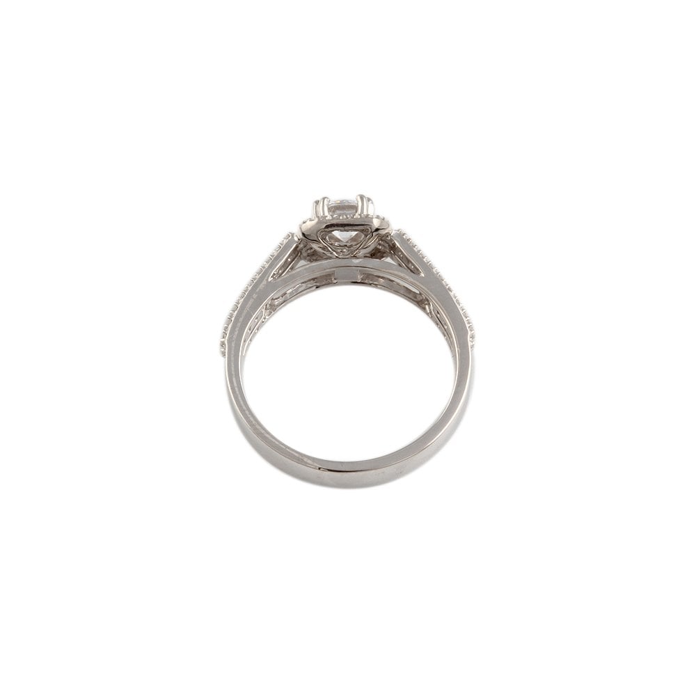 White Gold 0.74ct Micro Set Round Brilliant Diamond Cluster Wed Fit Style Ring