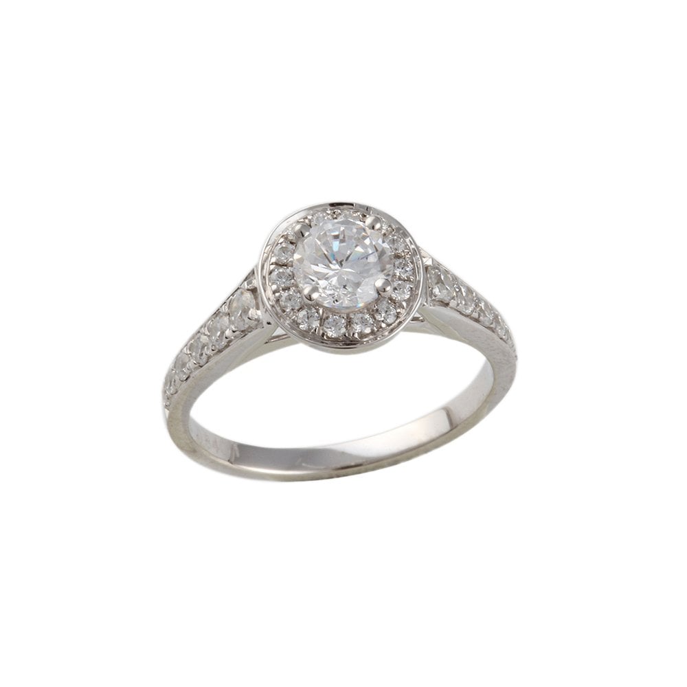 White Gold 0.85ct Micro Set Round Brilliant Diamond Cluster Wed Fit Style Ring