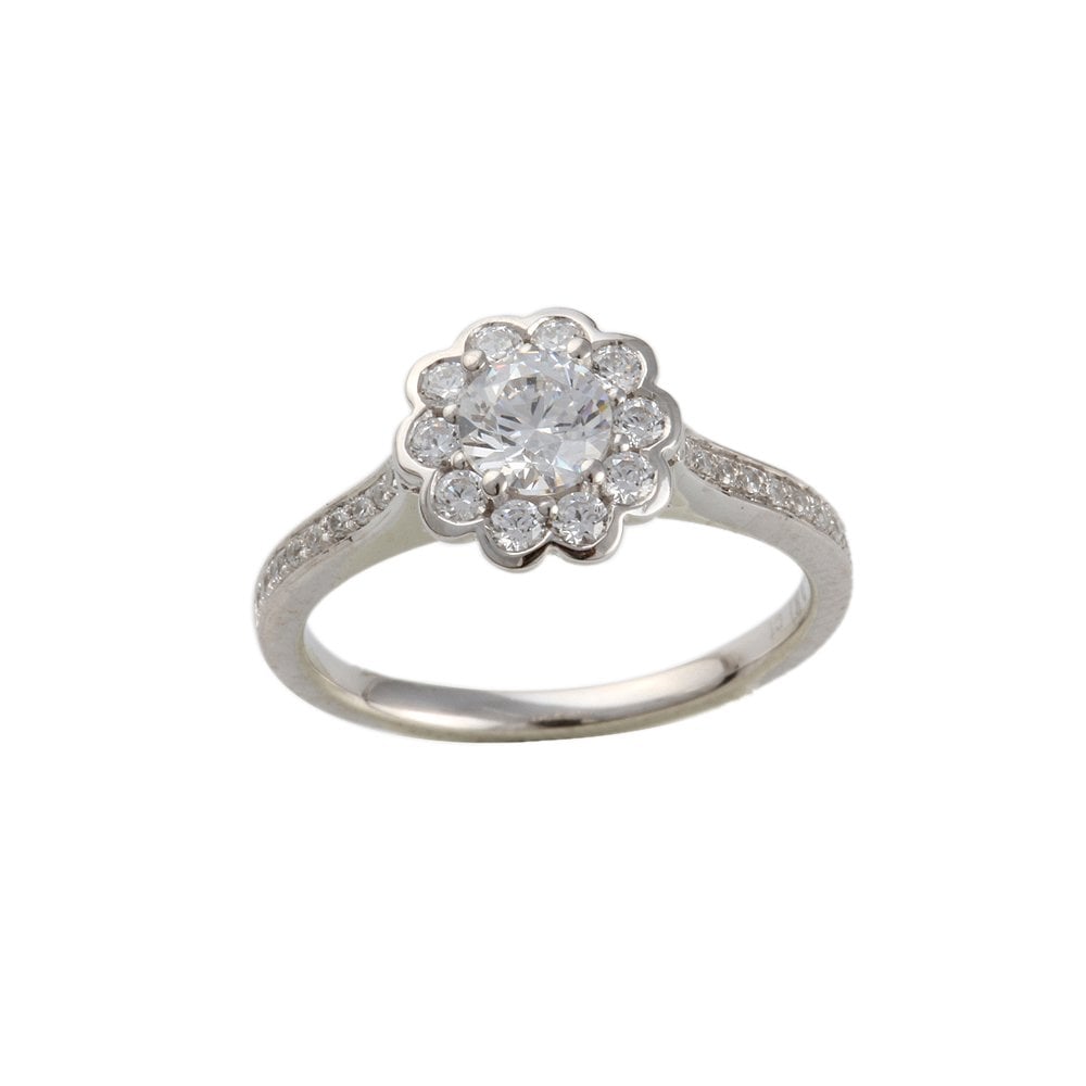 White Gold 0.82ct Micro Set Round Brilliant Diamond Cluster Wed Fit Style Ring