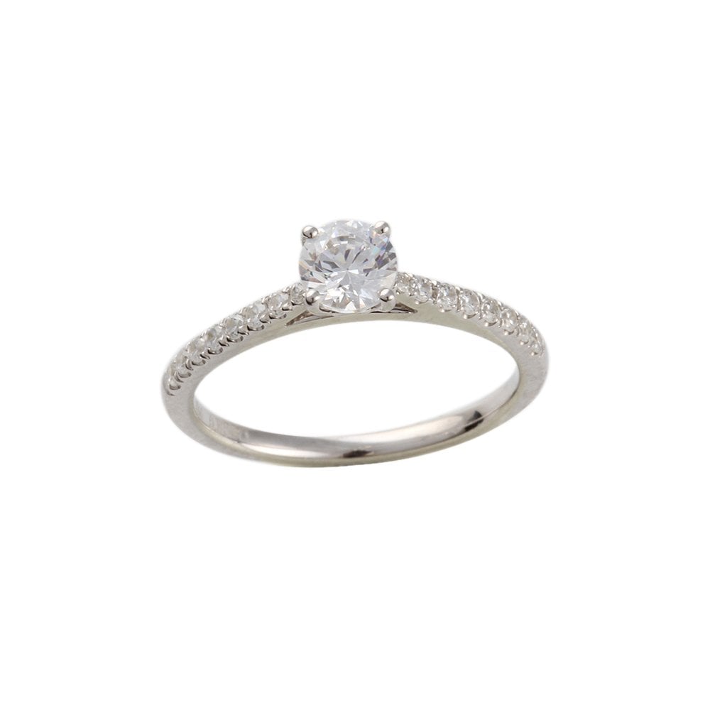 White Gold 0.65ct Micro Set Round Brilliant Diamond Wed Fit Style Ring
