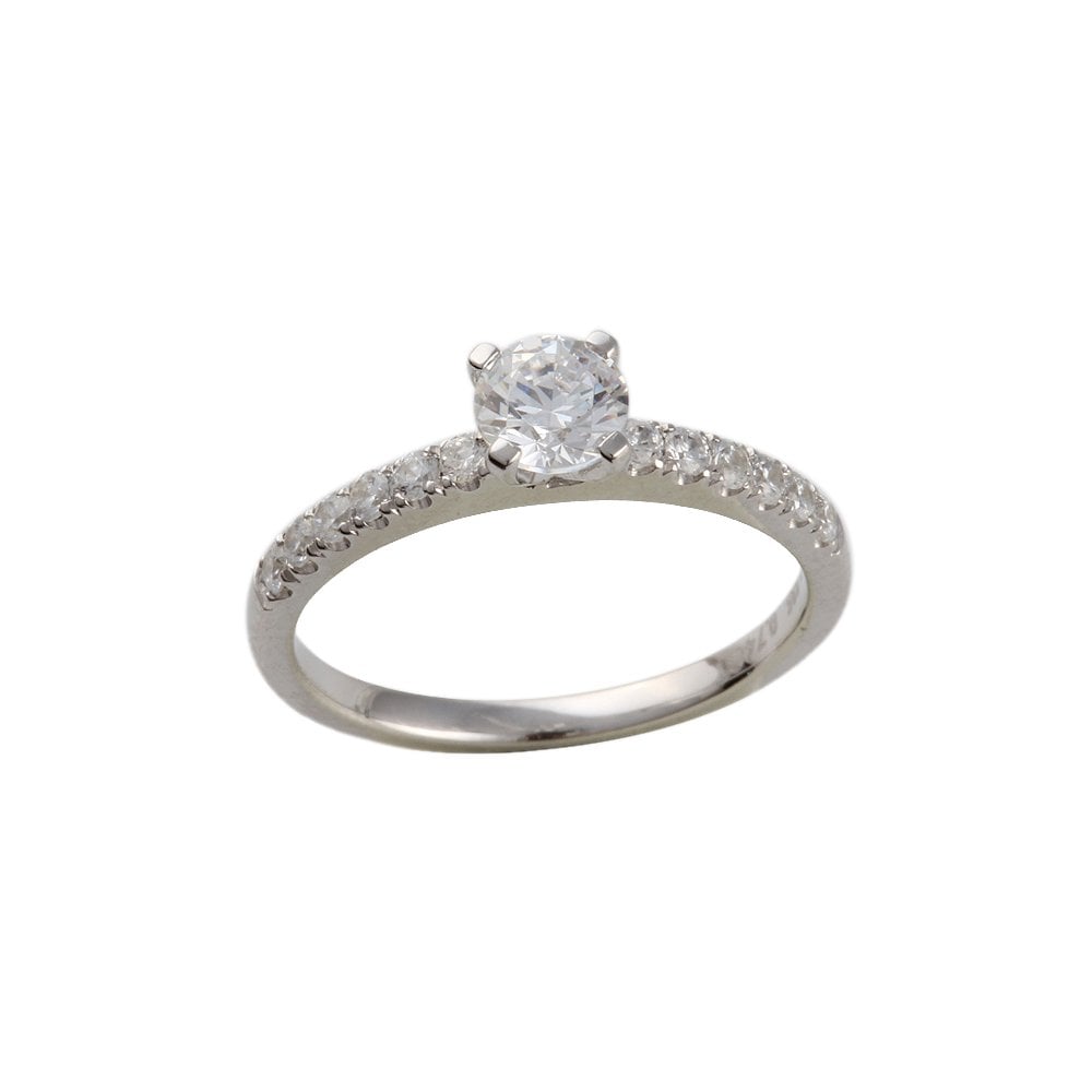 White Gold 0.74ct Micro Set Round Brilliant Diamond Wed Fit Style Ring