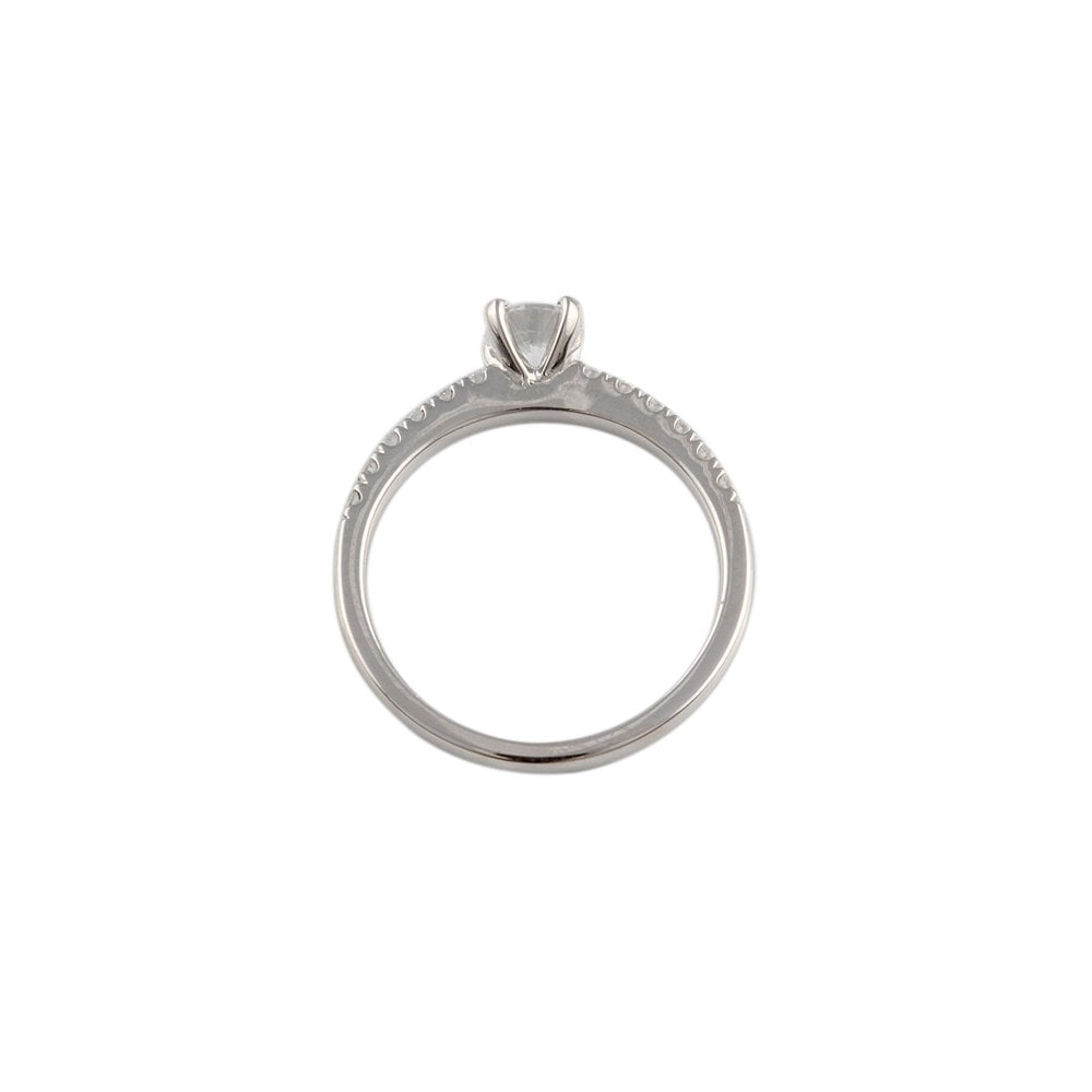 White Gold 0.74ct Micro Set Round Brilliant Diamond Wed Fit Style Ring