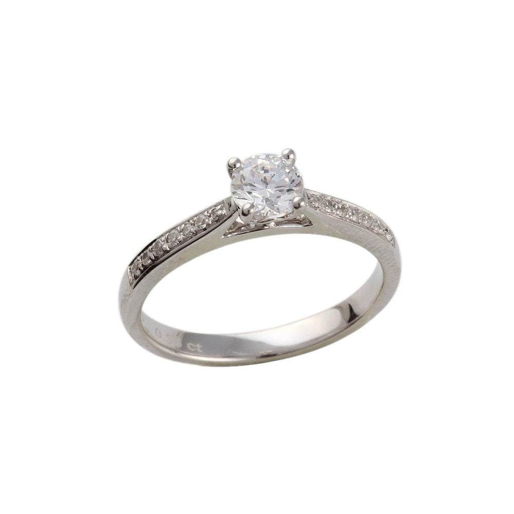 White Gold 0.59ct Micro Set Round Brilliant Diamond Wed Fit Style Ring