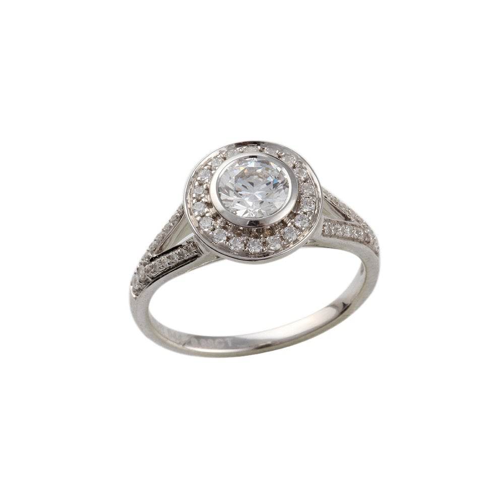 White Gold 0.94ct Micro Set Round Brilliant Diamond Cluster Wed Fit Style Ring
