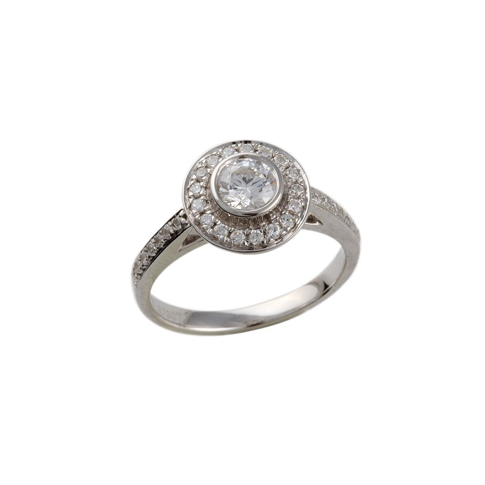 White Gold 0.78ct Micro Set Round Brilliant Diamond Cluster Wed Fit Style Ring