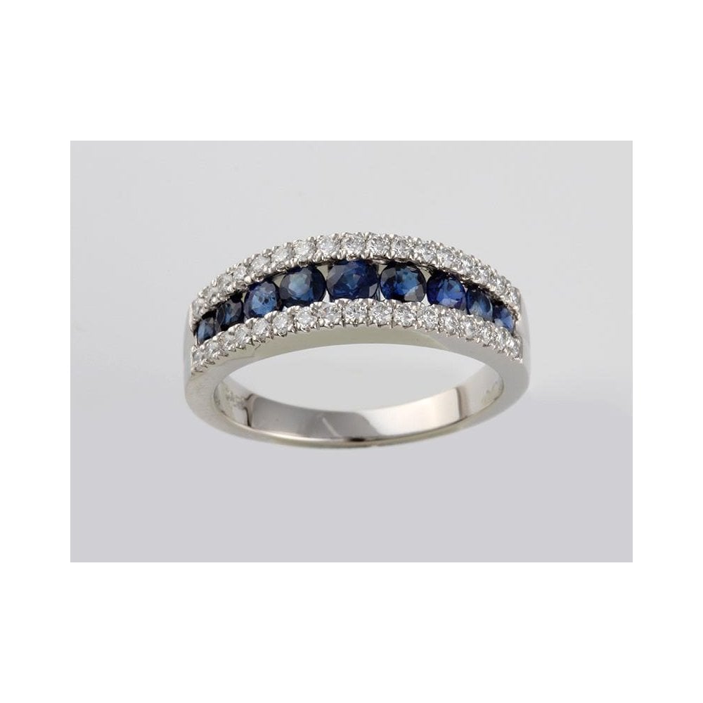 Platinum Sapphire 0.85ct And Diamond 0.31ct Dress Ring