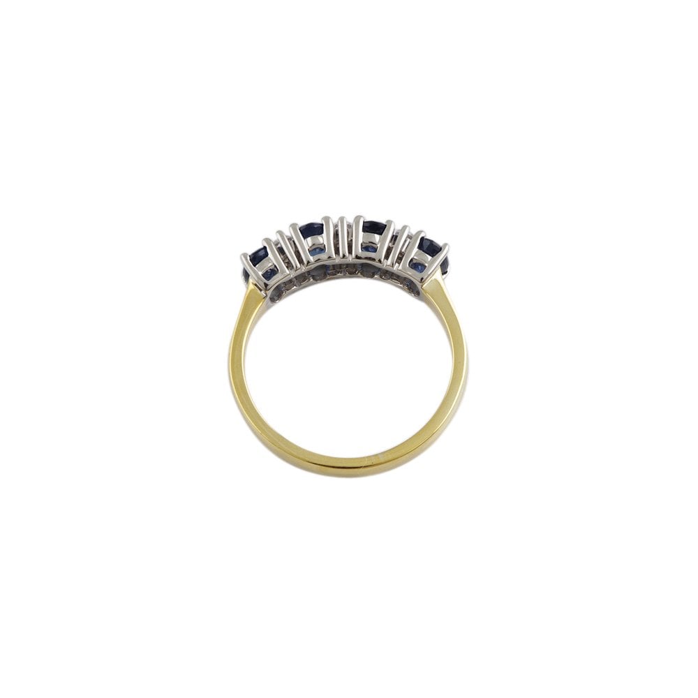 Yellow and White Gold 1.20ct Oval Blue Sapphire and 0.13ct Round Brilliant Diamond Set Ring