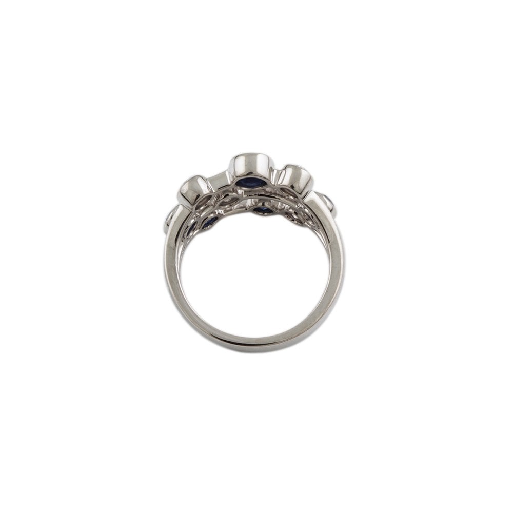 White Gold 0.80ct Round Blue Sapphire and 0.40ct Round Brilliant Diamond Bubble Ring