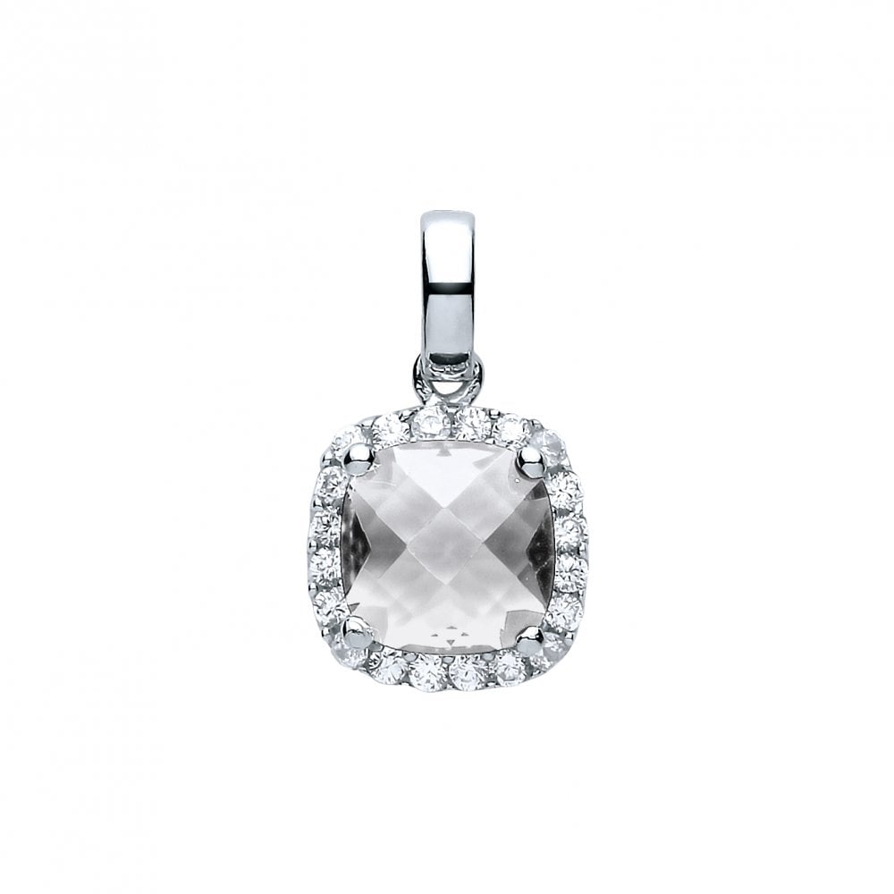 925 Sterling Silver Cubic Zirconia Cushion Cut Fancy Pendant