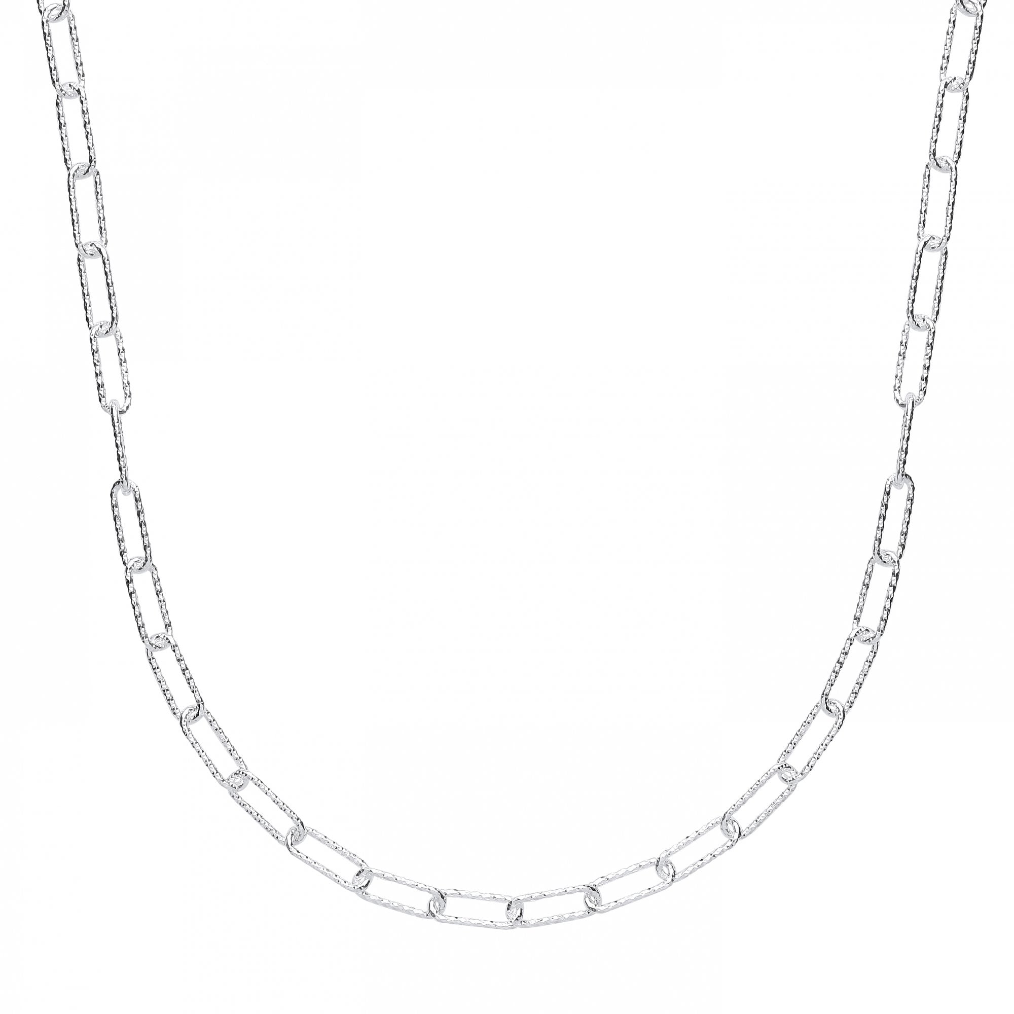925 Sterling Silver Barked Link Fancy Necklace