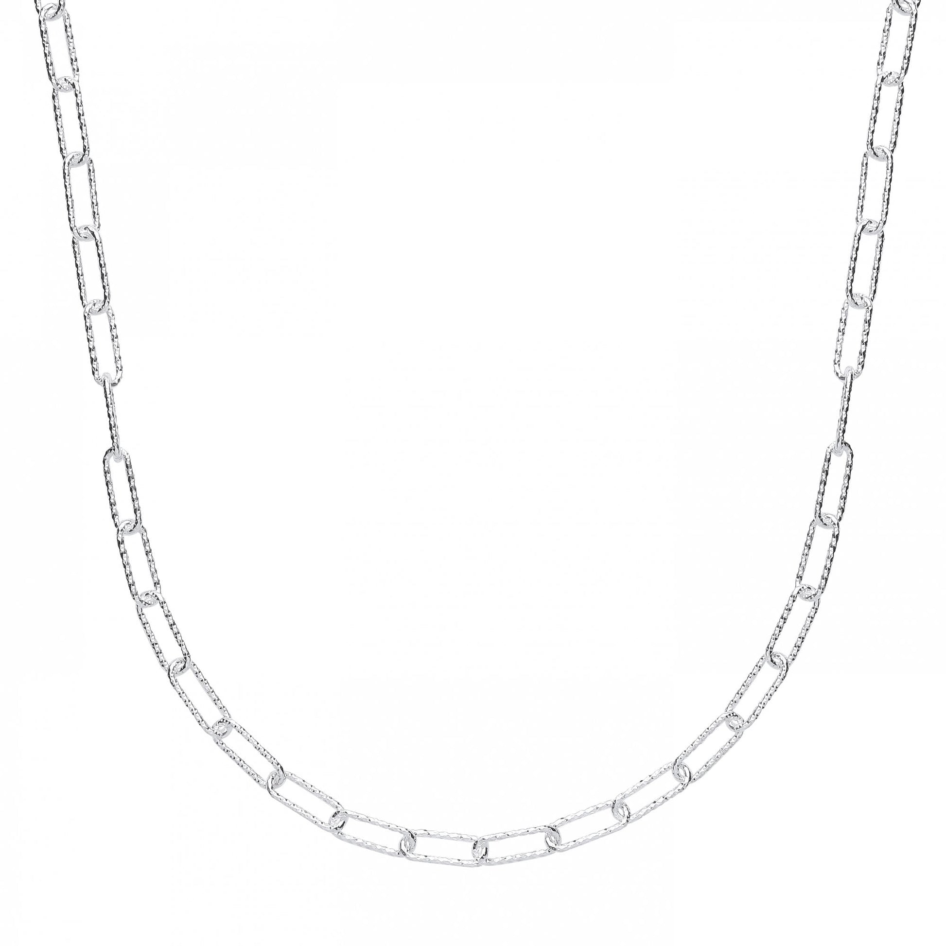 925 Sterling Silver Barked Link Fancy Necklace