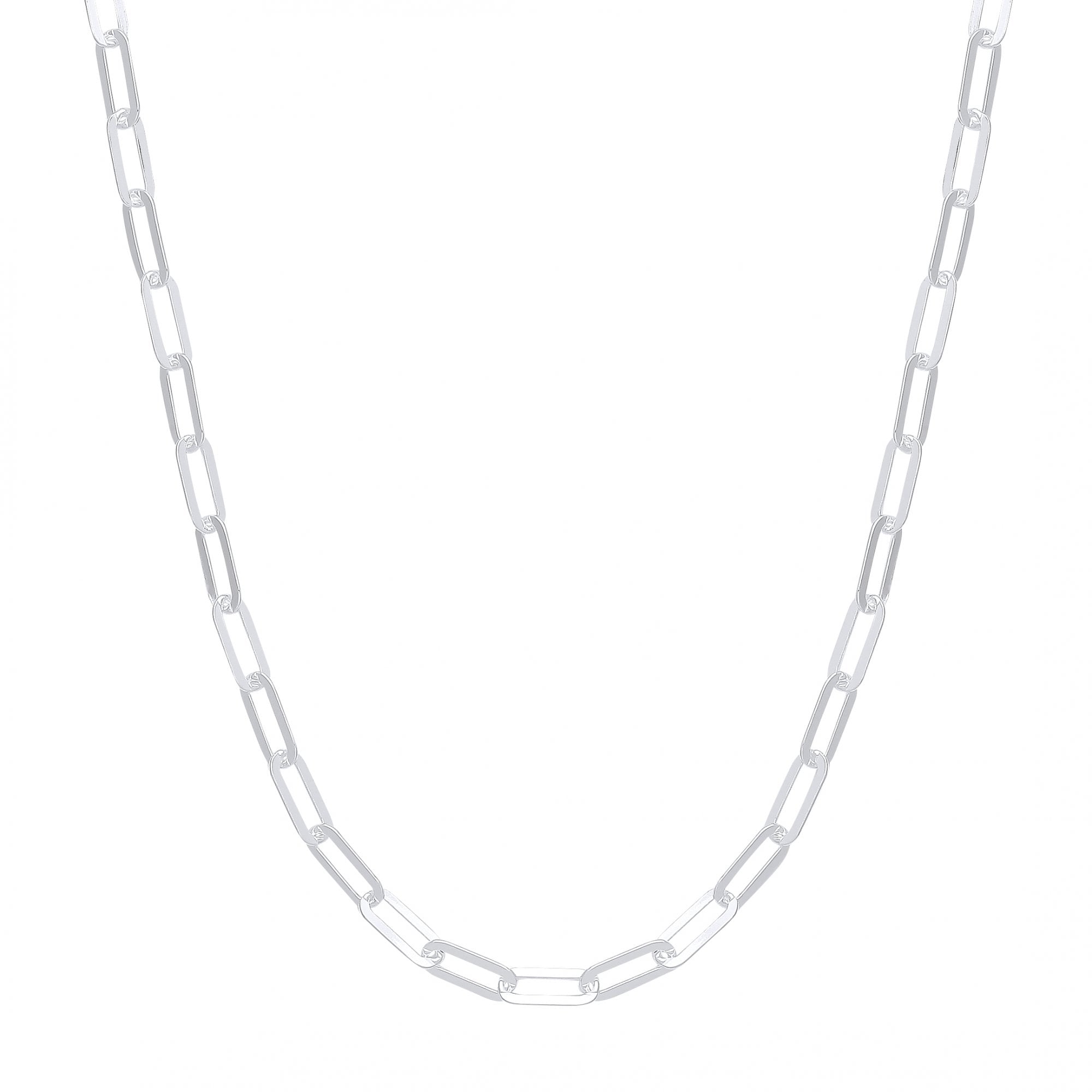 925 Sterling Silver Hollow Rectangle Paper Clip Fancy Necklace