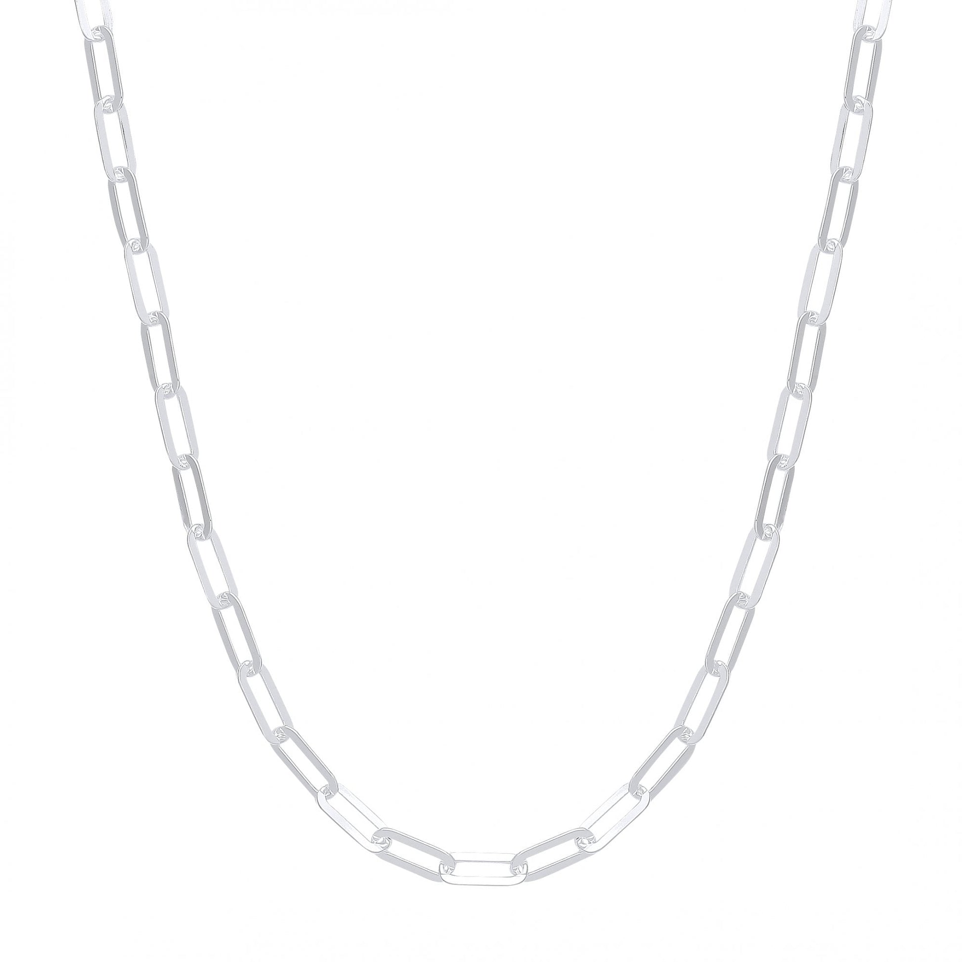 925 Sterling Silver Hollow Rectangle Paper Clip Fancy Necklace