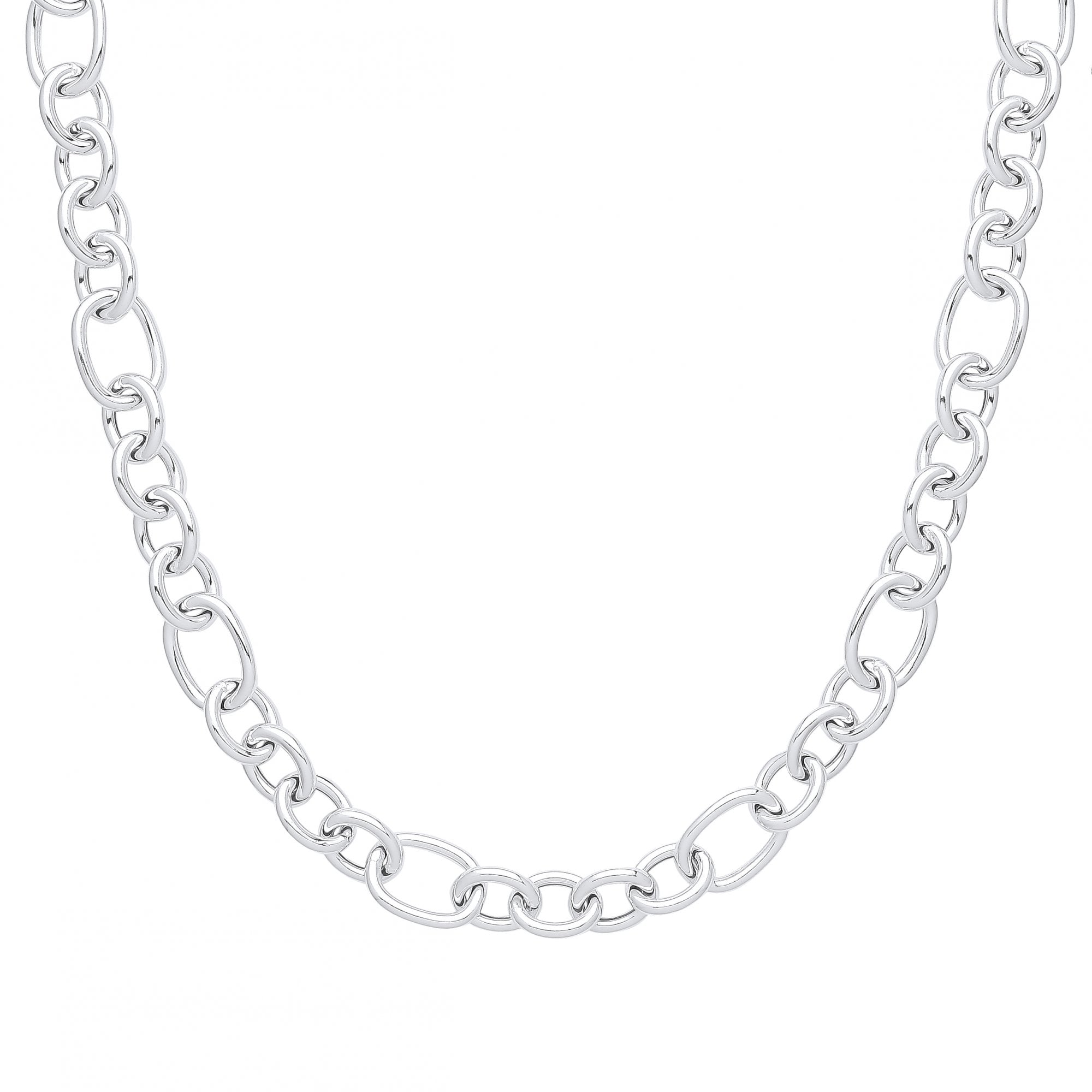 925 Sterling Silver Hollow Belcher Link Fancy Necklace