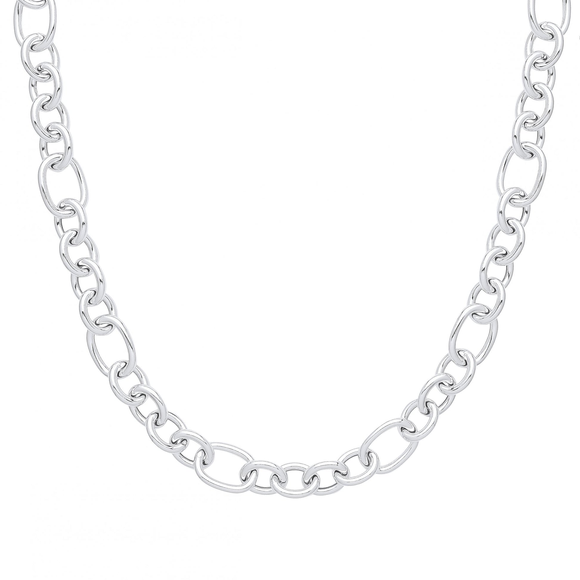 925 Sterling Silver Hollow Belcher Link Fancy Necklace