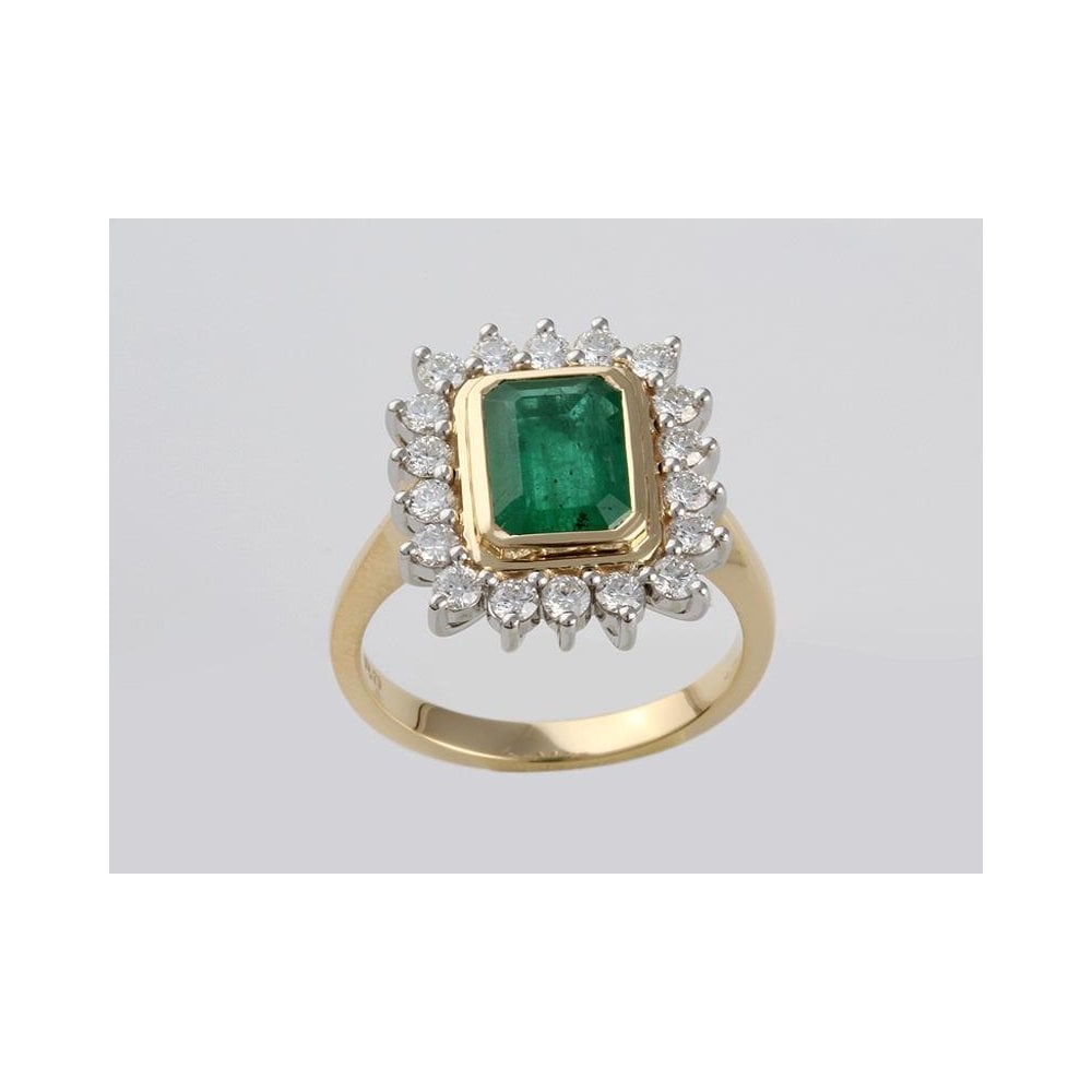 Bespoke 18ct Yellow Gold Emerald 2.32ct And Diamond 0.67ct Cluster Ring