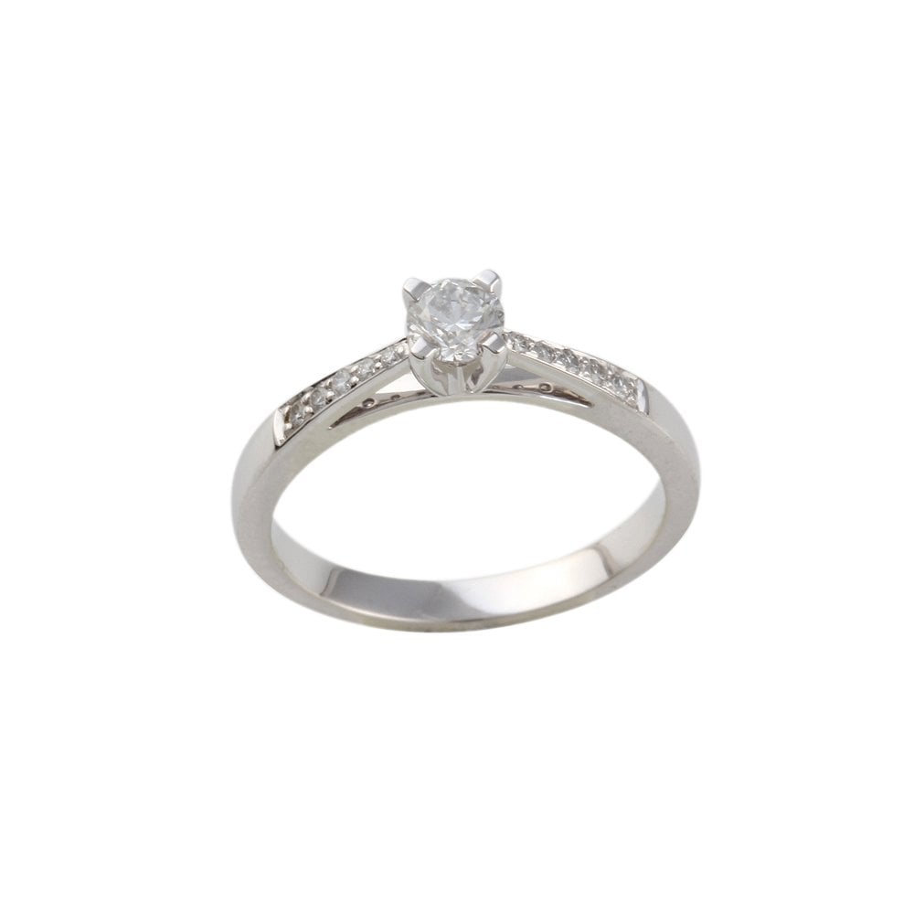 White Gold 0.33ct TDW Round Brilliant Diamond Solitaire Ring With Studded Shank