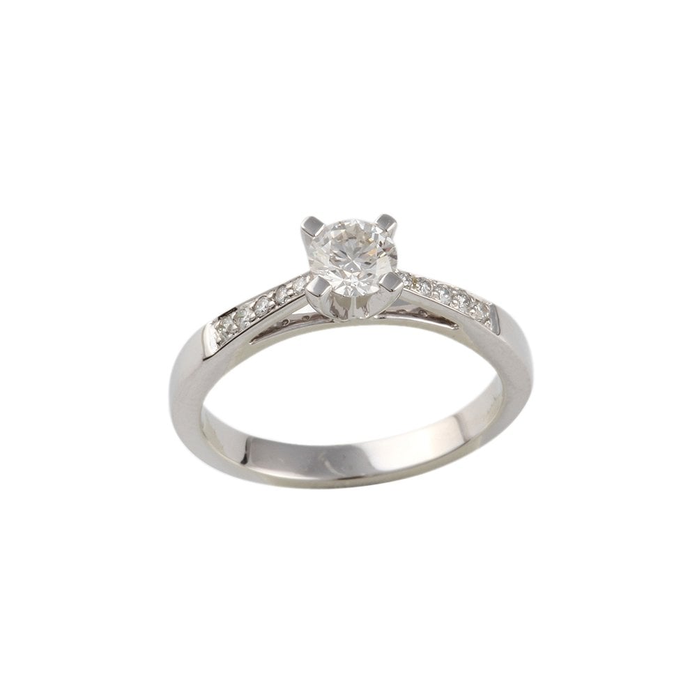 White Gold 0.50ct TDW Round Brilliant Diamond Solitaire Ring With Studded Shank