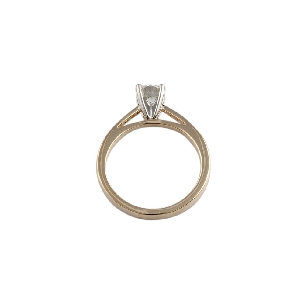 Yellow and White Gold 0.60ct TDW Round Brilliant Diamond Solitaire Ring With Studded Shank