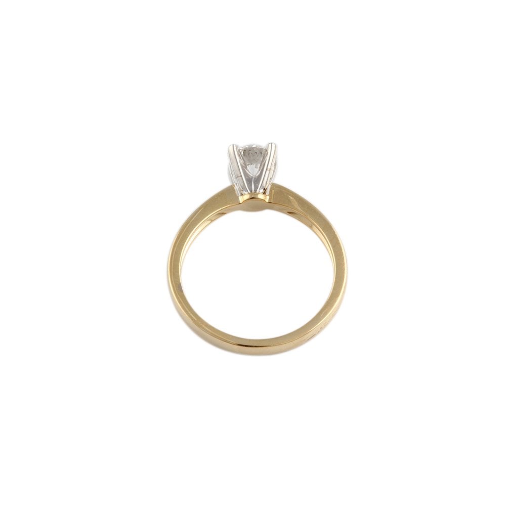 Yellow and White Gold 0.50ct Round Brilliant Diamond Solitaire Ring