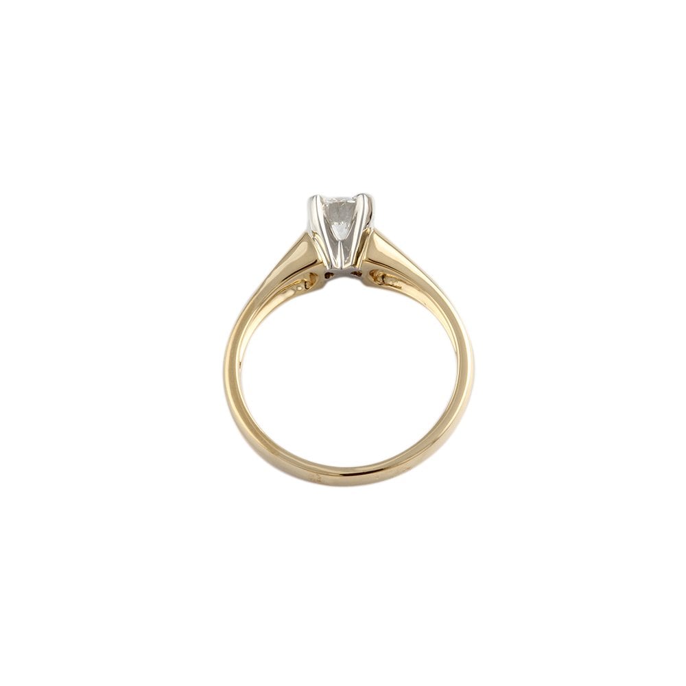 Yellow and White Gold 0.50ct Round Brilliant Diamond Solitaire Ring