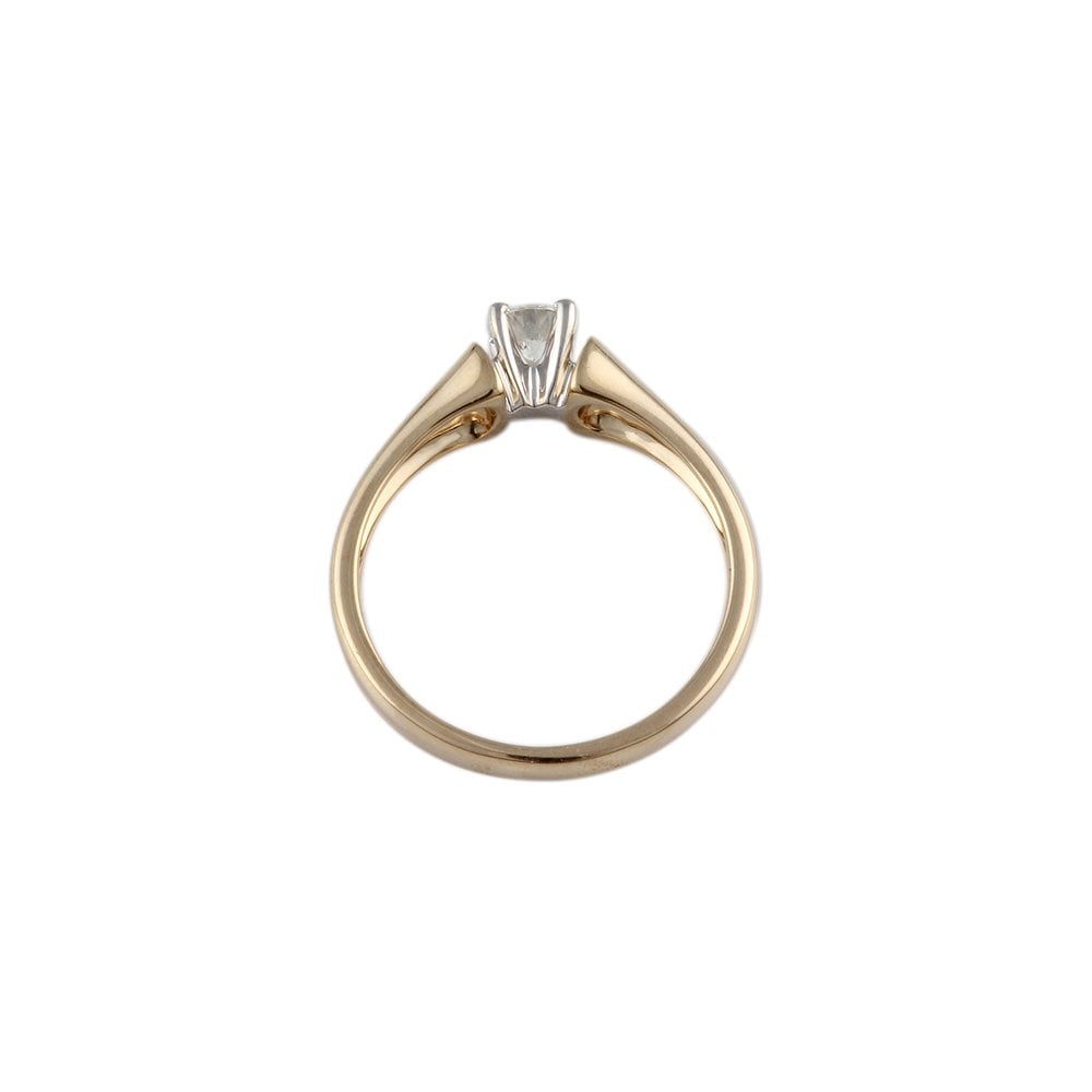 Yellow and White Gold 0.33ct Round Brilliant Diamond Solitaire Ring