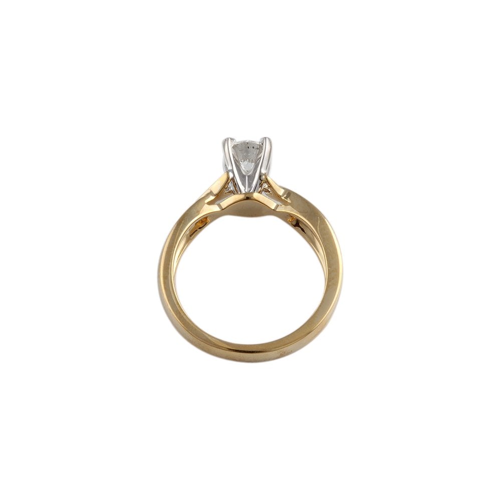 Yellow and White Gold 0.45ct Round Brilliant Diamond Solitaire Ring