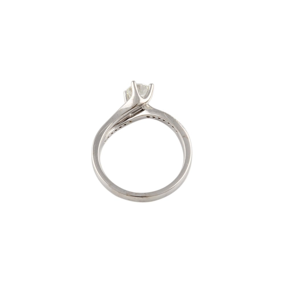 White Gold 0.50ct TDW Round Brilliant Diamond Solitaire Ring With Studded Shank