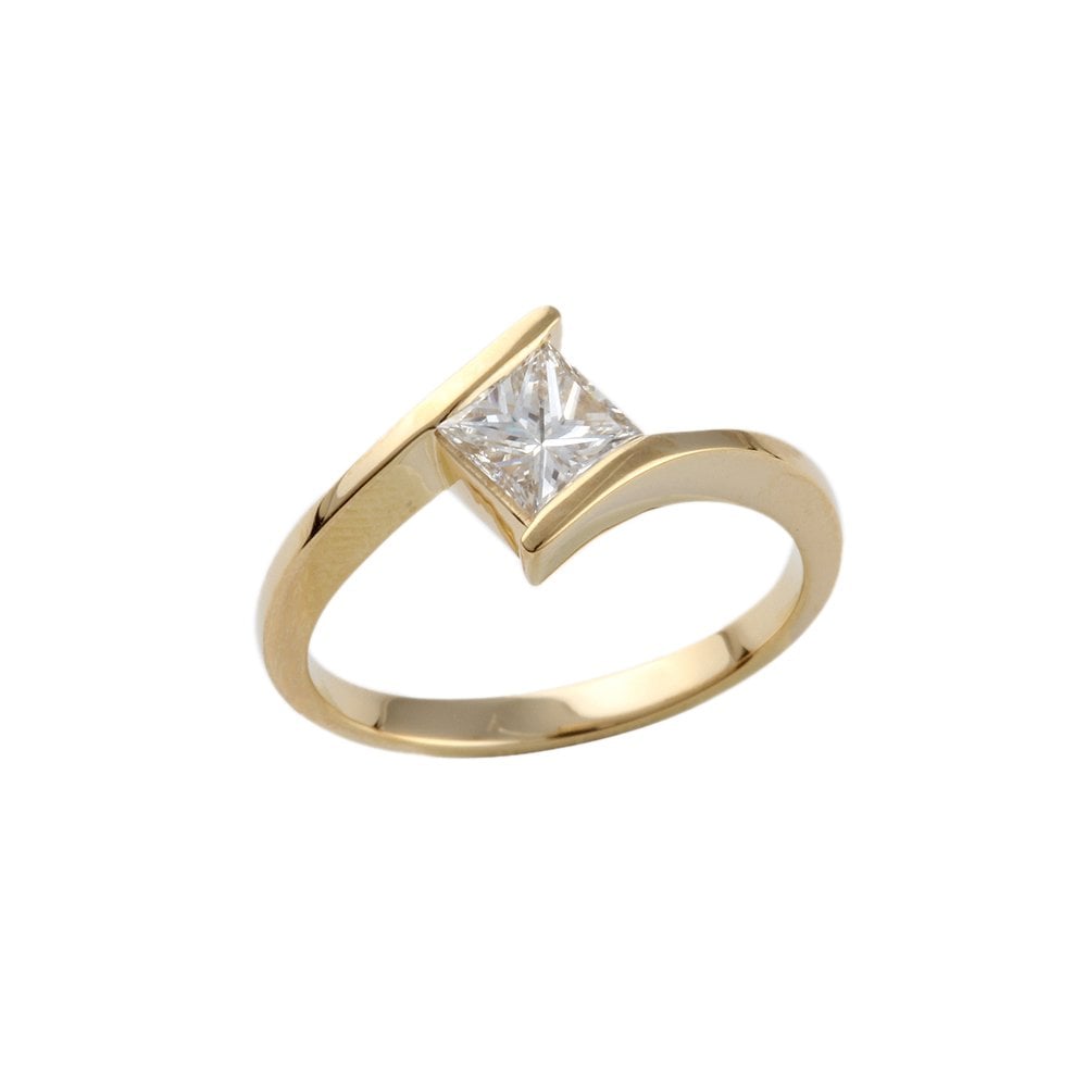 Yellow Gold 0.50ct Princess Cut Diamond Solitaire Ring