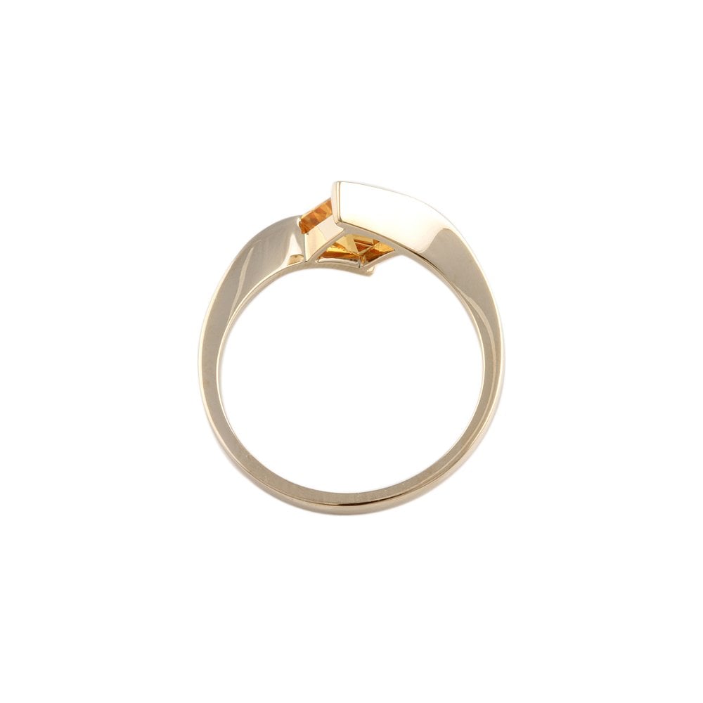Yellow Gold 1.10ct Princess Cut Citrine Single Stone Ring