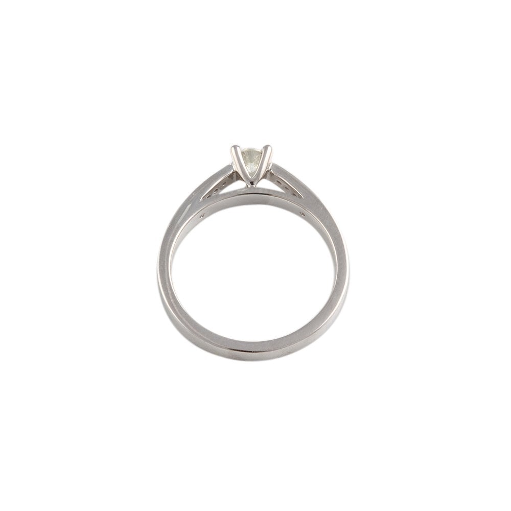 White Gold Round Brilliant Diamond Solitaire Ring With Studded Shank