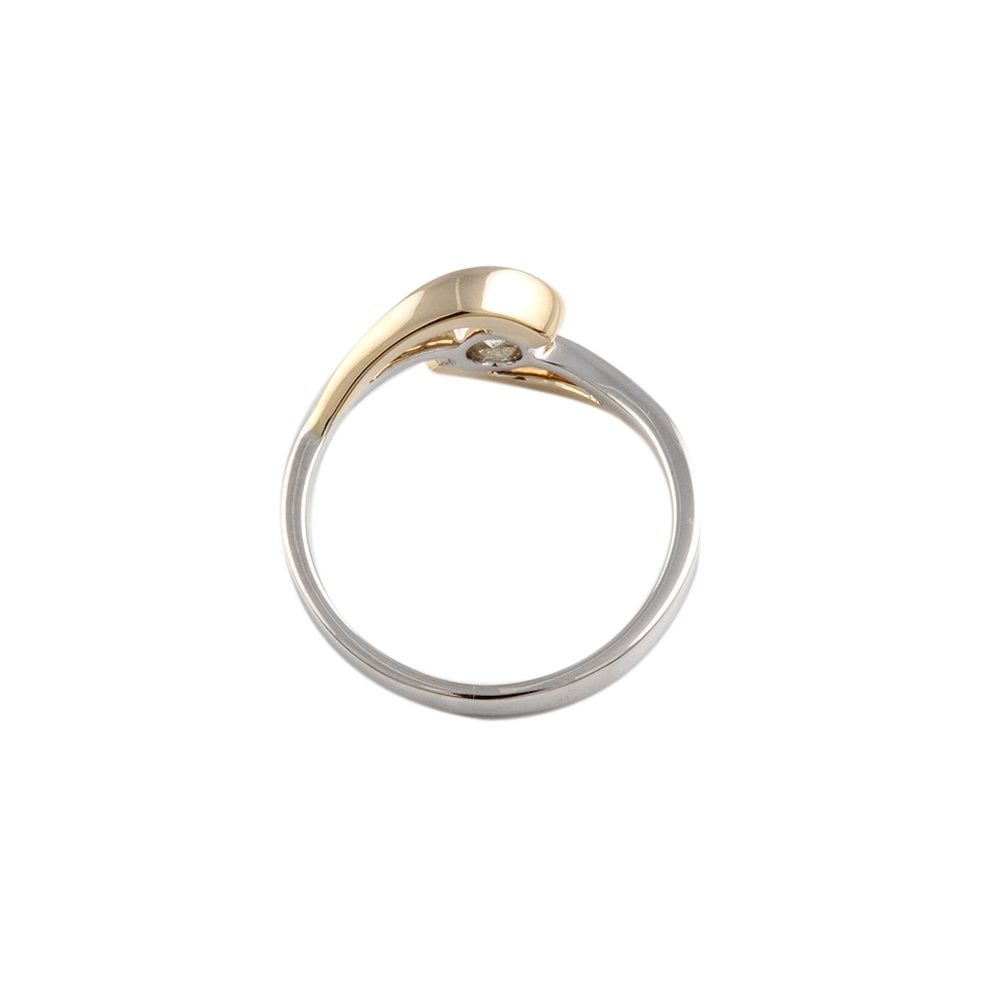 Yellow and White Gold 0.20ct Round Brilliant Diamond Solitaire Ring