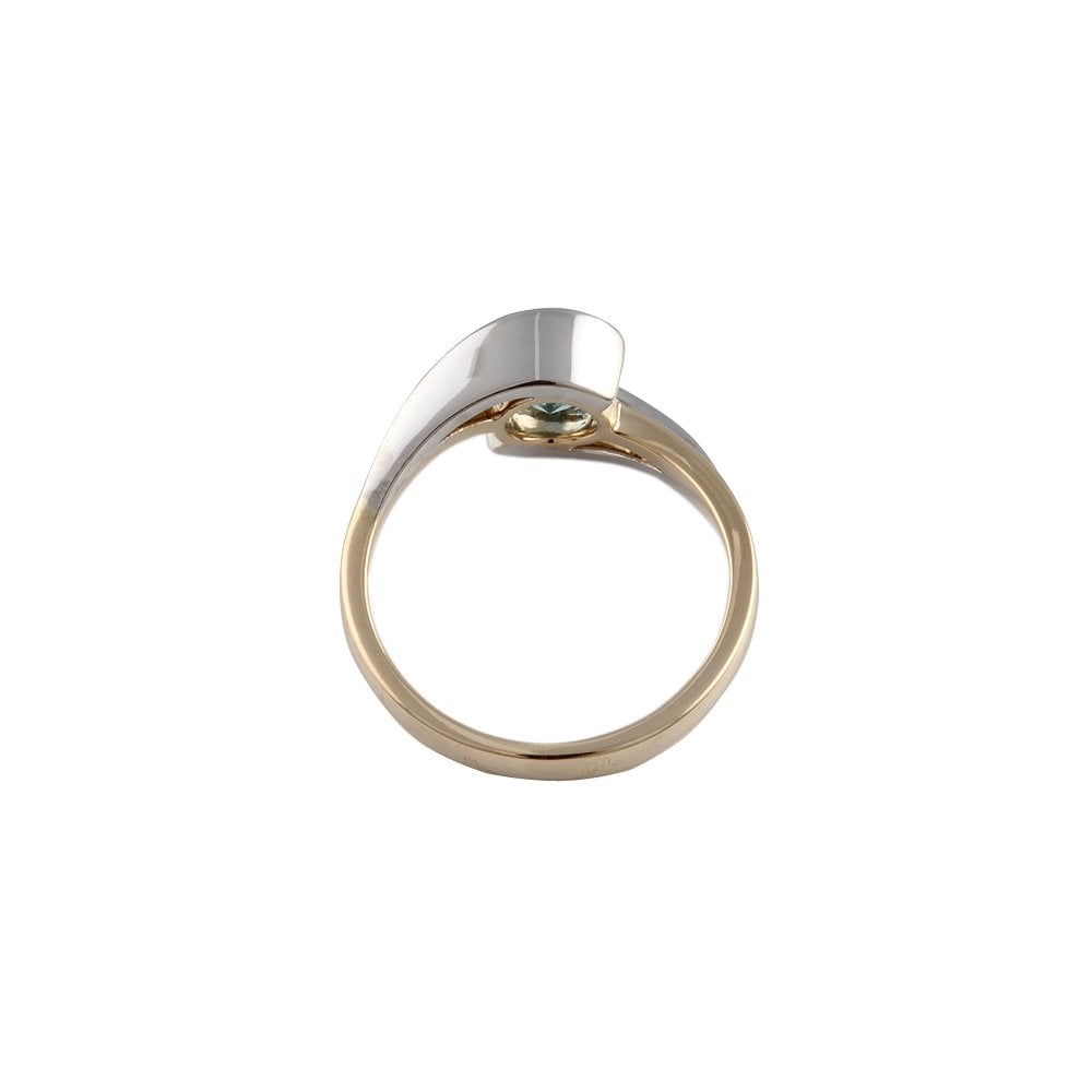 Yellow and White Gold 1.05ct Round Aquamarine Single Stone Ring