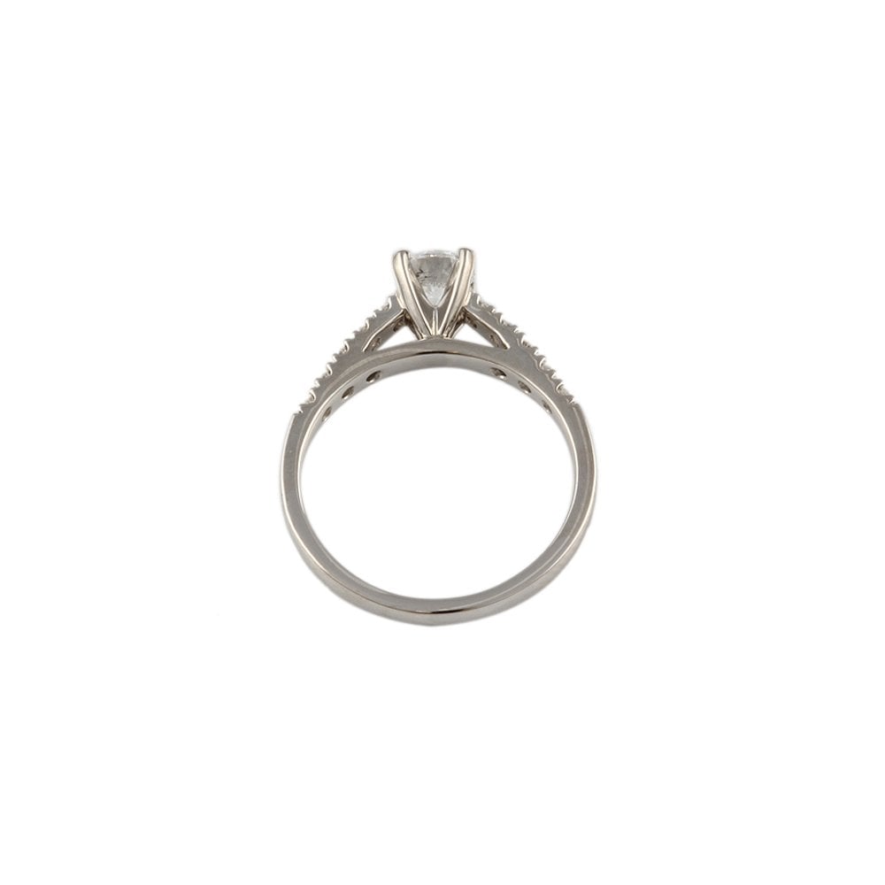 White Gold Round Brilliant Diamond Solitaire Ring With Studded Shank