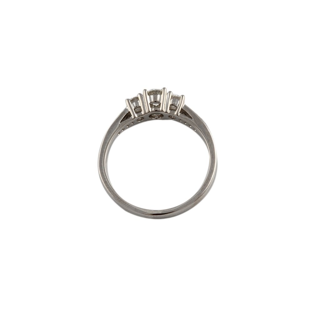 White Gold Round Brilliant Diamond Three Stone RingDiamond Set Shoulders Total diamond weight 0.48ct